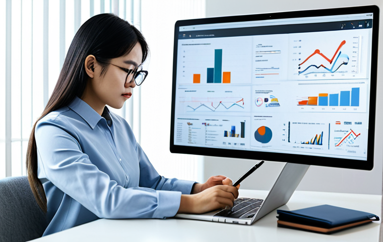 A professional Vietnamese woman in a modest business casual outfit, fully clothed, sitting at a sleek, minimalist desk in a modern, sunlit office. She is focused on a laptop screen, with a digital tablet displaying diagrams and data visualizations next to her. She is actively sketching ideas in a notebook, symbolizing the application of knowledge to practical projects. Subtle, abstract digital interface elements float in the background, representing AI and digital transformation. perfect anatomy, correct proportions, natural pose, well-formed hands, proper finger count, natural body proportions, appropriate attire, professional dress, safe for work, appropriate content, professional photography, high quality, ultra detailed.